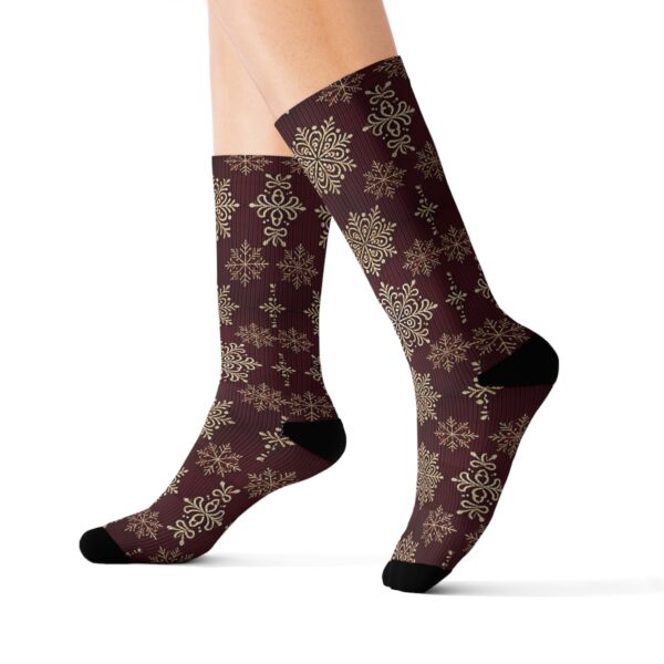 Burgundy Snowflake Socks - Image 9