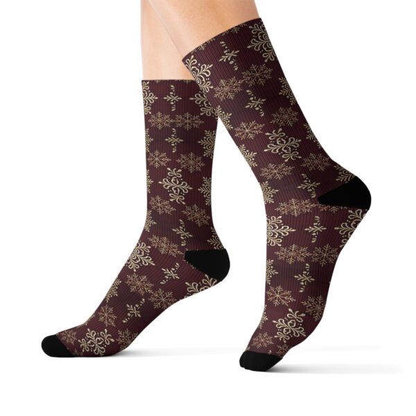 Burgundy Snowflake Socks - Image 5