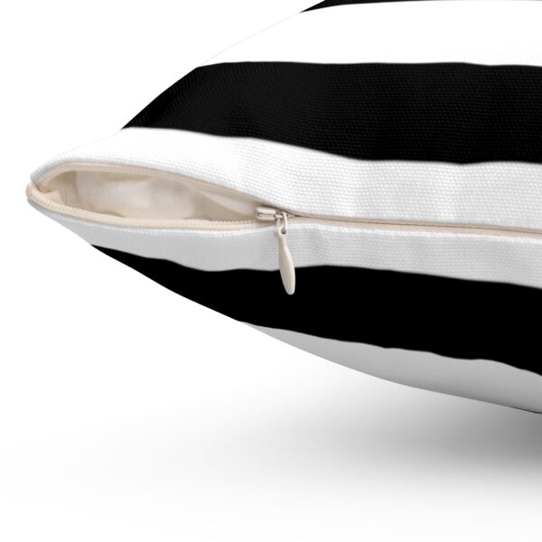 Black and White Striped Spun Polyester Square Pillow - Image 12