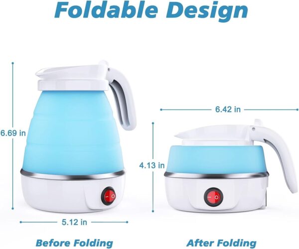 Foldable Electric Kettle, Camping Kettle, Mini Travel Kettle, Silicone Electric Water Boiler, Tea, Coffee Kettle, Collapsible Kettle With Separable Power Cord For Outdoor Hiking Camping, Blue - Image 4