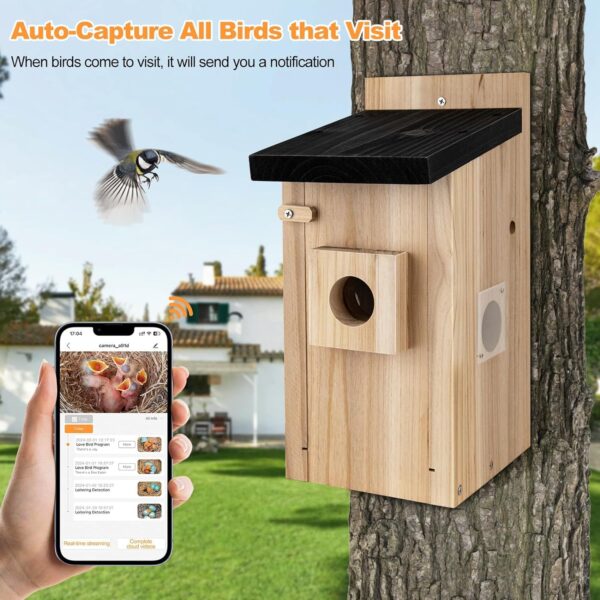 Smart Bird House With Camera,3MP Birdhouse Camera For Outdoors,Auto Capture Bird Videos & Motion Detection,Watch Bird Nesting & Hatching In Real Time,DIY Ideal Gift - Image 3