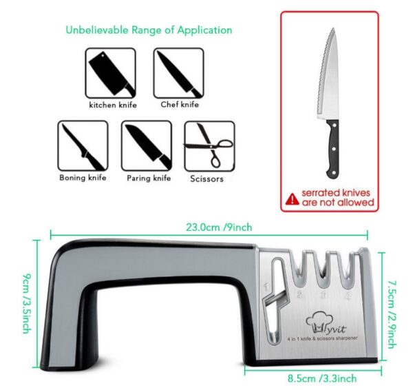 A Four-in-one Family Uses A Sharpener To Sharpen A Kitchen Knife - Image 5