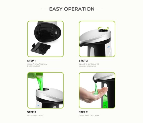 Automatic Liquid Soap Dispenser Smart Sensor Touchless 400Ml - Image 3