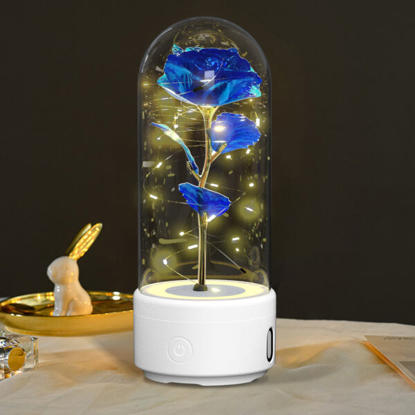 Creative 2 In 1 Rose Flowers LED Light And Bluetooth-compatible Speaker Valentine's Day Gift Rose Luminous Night Light Ornament In Glass Cover - Image 8