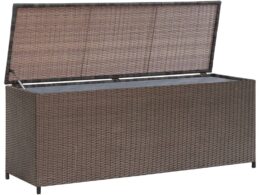 vidaXL Patio Storage Box Brown 47.2"x19.7"x23.6" Poly Rattan