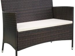 vidaXL Patio Bench 41.7" Poly Rattan Brown