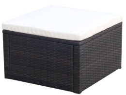 vidaXL Footstool Ottoman Poly Rattan 20.9"x20.9"x11.8" Brown