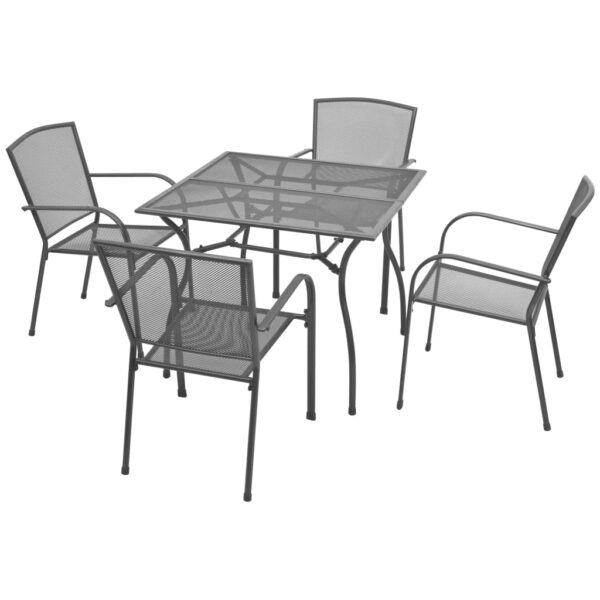 vidaXL 5 Piece Patio Dining Set Steel Anthracite