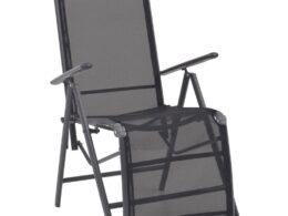 vidaXL Reclining Deck Chair Aluminum and Textilene Black