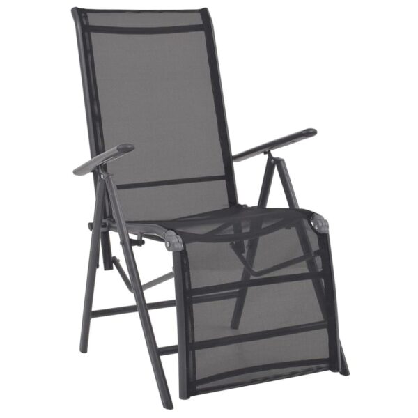 vidaXL Reclining Deck Chair Aluminum and Textilene Black