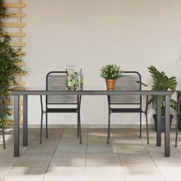 vidaXL Patio Table Black 74.8"x35.4"x29.1" Aluminum and Glass