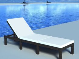 vidaXL Sun Lounger with Cushion Poly Rattan Black