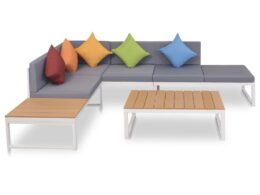 vidaXL Patio Corner Sofa Set 19 Pieces Aluminum WPC