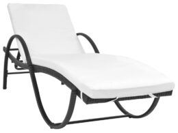 vidaXL Sun Lounger with Cushion Poly Rattan Black