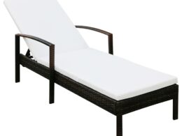vidaXL Sun Lounger with Cushion Poly Rattan Brown