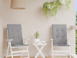 vidaXL Garden Highback Chair Cushions 2 pcs Gray 47.2"x19.7"x1.2" Fabric