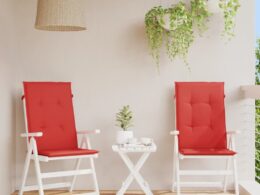 vidaXL Garden Highback Chair Cushions 2 pcs Red 47.2"x19.7"x1.2" Fabric