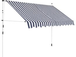 vidaXL Manual Retractable Awning 118" Blue and White Stripes