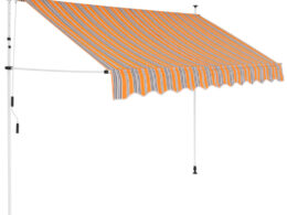 vidaXL Manual Retractable Awning 98.4" Yellow and Blue Stripes