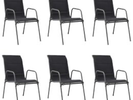 vidaXL Stackable Patio Chairs 6 pcs Steel and Textilene Black