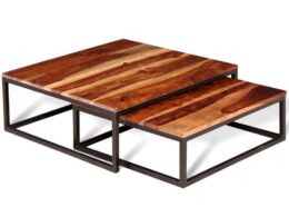 vidaXL Two Piece Nesting Coffee Table Set Solid Sheesham Wood