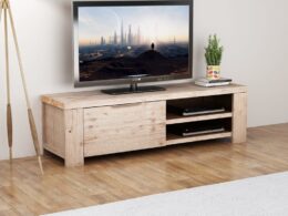 vidaXL TV Stand Solid Brushed Acacia Wood 55.1"x15"x15.7"