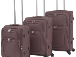 vidaXL 3 Piece Soft Case Trolley Set Coffee