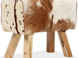 vidaXL Stool Genuine Goat Leather 23.6"x11.8"x19.7"
