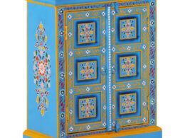 vidaXL Sideboard Solid Mango Wood Turquoise Hand Painted