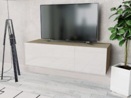 vidaXL TV Stand Engineered Wood 47.2"x15.7"x13.4" High Gloss White and Oak