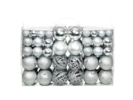 vidaXL 100 Piece Christmas Ball Set 1.2"/1.6"/2.4" Silver