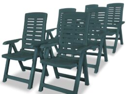 vidaXL Reclining Patio Chairs 6 pcs Plastic Green