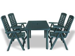 vidaXL 5 Piece Patio Dining Set Plastic Green