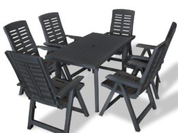 vidaXL 7 Piece Patio Dining Set Plastic Anthracite