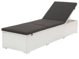 vidaXL Sun Lounger with Cushion Poly Rattan White