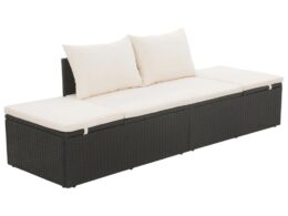 vidaXL Patio Bed Black 76.8"x23.6" Poly Rattan