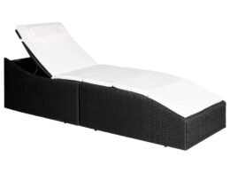 vidaXL Sun Lounger with Cushion Poly Rattan Black