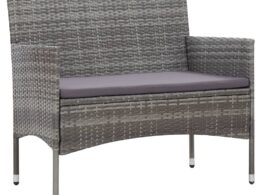 vidaXL Patio Bench 41.3" Poly Rattan Gray
