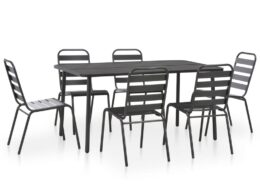 vidaXL 7 Piece Patio Dining Set Steel Dark Gray