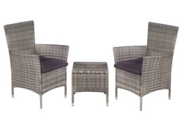 vidaXL 3 Piece Bistro Set Poly Rattan Gray