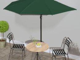 vidaXL Garden Parasol with Aluminum Pole Green 118.1"x61" Half