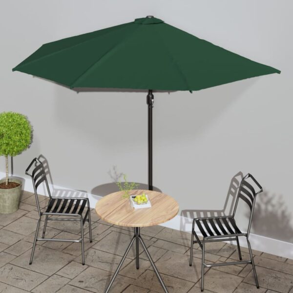 vidaXL Garden Parasol with Aluminum Pole Green 118.1"x61" Half