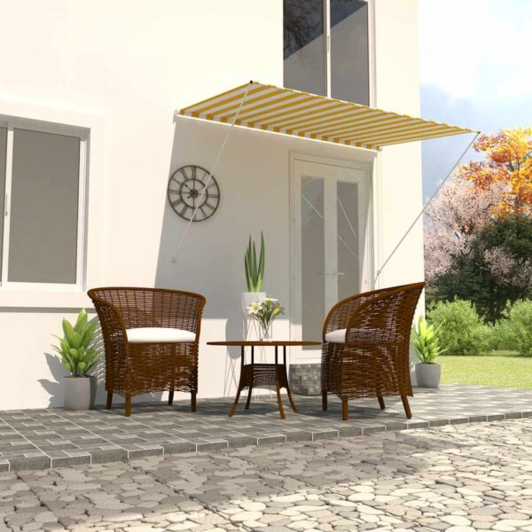 vidaXL Retractable Awning 78.7"x59.1" Yellow and White