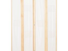 vidaXL 4-Panel Room Divider Cream 62.9"x66.9"x1.6" Fabric