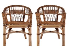 vidaXL Patio Chairs 2 pcs Natural Rattan Brown