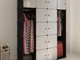 vidaXL Modular Cabinet with 14 Compartments Black and White 14.6"x57.5"x71.1"