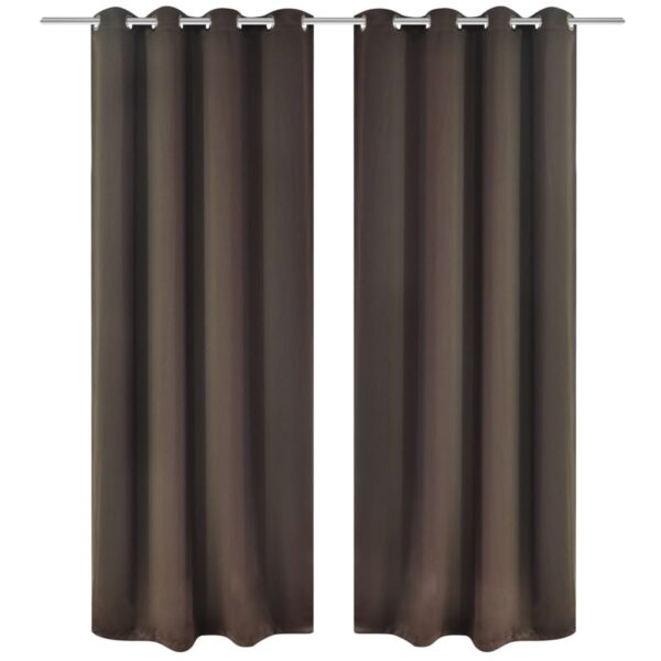 2 pcs Brown Blackout Curtains with Metal Rings 53" x 96"