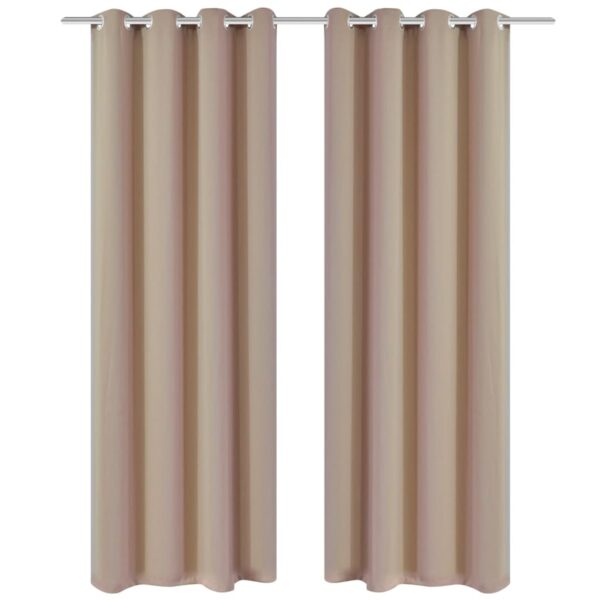 2 pcs Cream Blackout Curtains with Metal Rings 53" x 96"