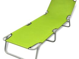 vidaXL Folding Sun Lounger Powder-coated Steel Apple Green