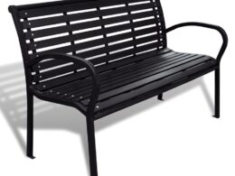 vidaXL Patio Bench 49.2" Steel and WPC Black